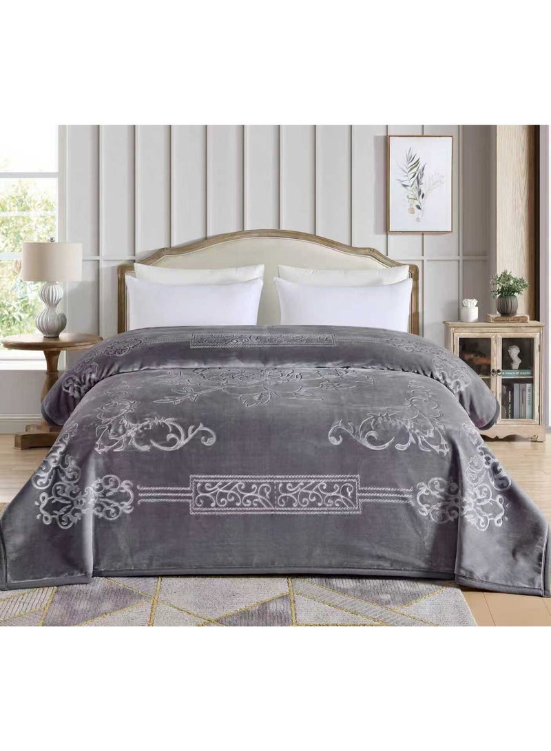 Blues Luxury Two-Layer Winter Blanket with Embossed Pattern – 5 kg Heavy and Thick Bed Warming Blanket for Winter – Double Size – Soft, High-Quality Reversible Sleeping Blanket – Elegant and Cozy Design Perfect for Bedrooms and Living Rooms - Image 2