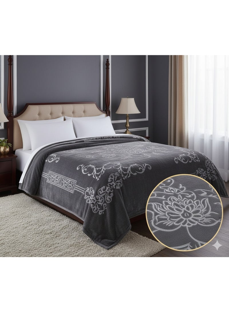 Blues Luxury Two-Layer Winter Blanket with Embossed Pattern – 5 kg Heavy and Thick Bed Warming Blanket for Winter – Double Size – Soft, High-Quality Reversible Sleeping Blanket – Elegant and Cozy Design Perfect for Bedrooms and Living Rooms - Image 4