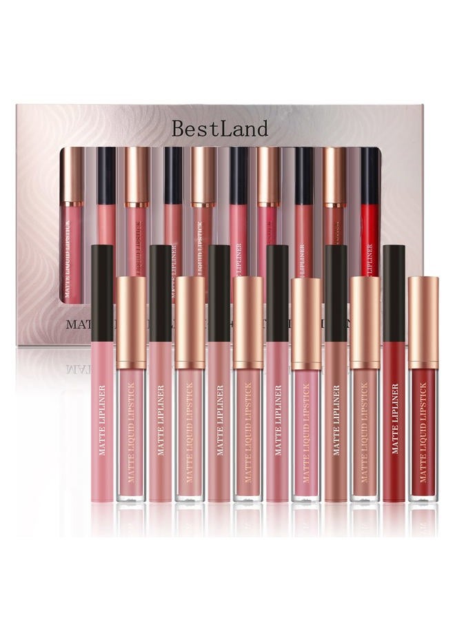 Bestland 12Pcs Matte Liquid Lipstick + Lip Liner Pens Set, One Step Lips Makeup Sets Pigment Velvety Nude Lip Stain Waterproof Long Wear Lip Gloss Make up Gift Set (Set C) - Image 2