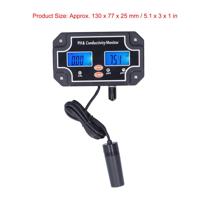 Water Quality Tester: Backlit Display, Automatic Temperature Compensation, High-precision EC & pH Measurement - Durable ABS Construction Hydroponic Monitor for Aquariums, Labs, Hydroponic Systems - Image 3