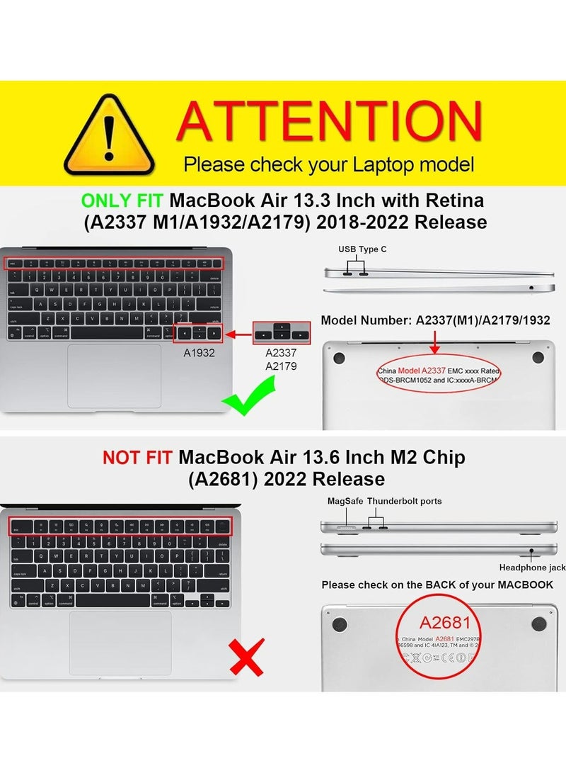 Rock Pow Case for MacBook Air 13.3 Inch A2337 (M1) / A2179 / A1932 (2022 2021 2020 2019 2018 Release) - Snap On Hard Shell Case Cover for MacBook Air 13 Retina Display with Touch ID (Black) - Image 2