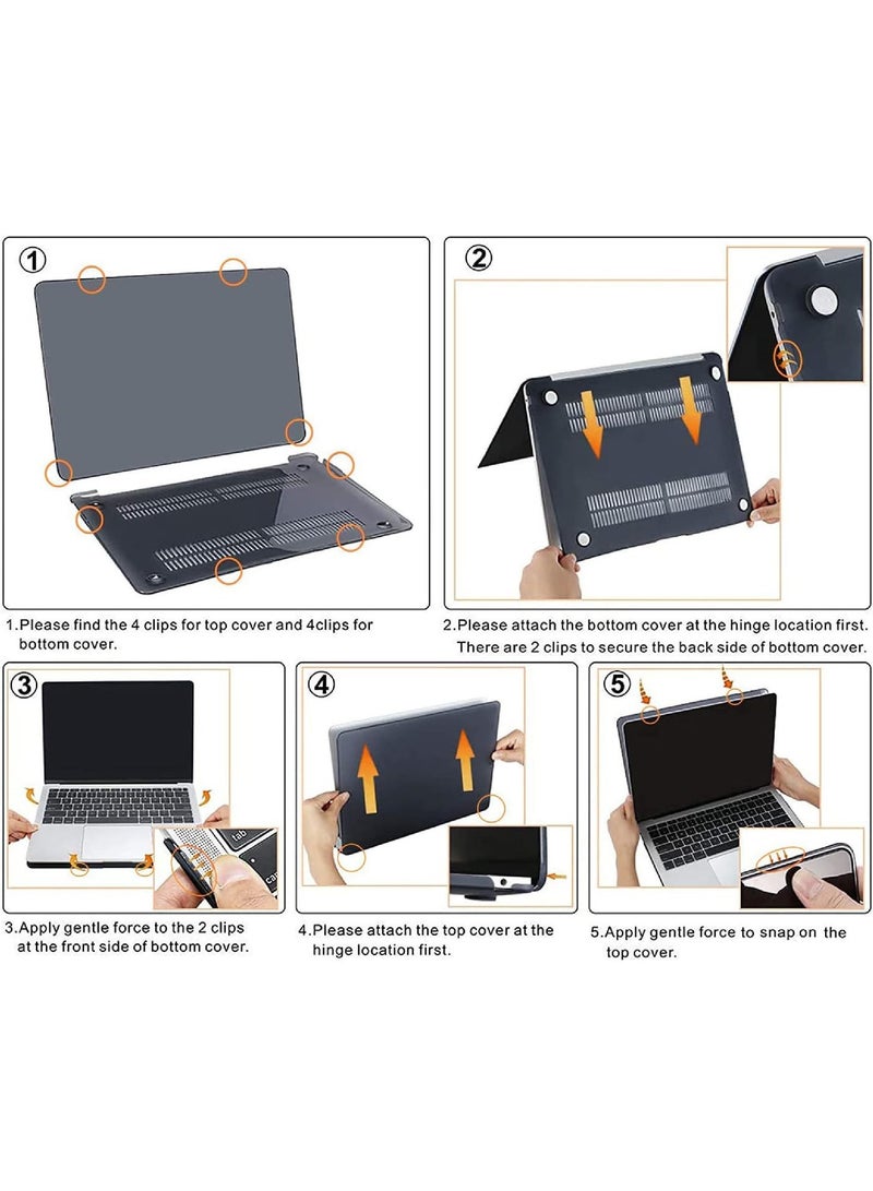 Rock Pow Case for MacBook Air 13.3 Inch A2337 (M1) / A2179 / A1932 (2022 2021 2020 2019 2018 Release) - Snap On Hard Shell Case Cover for MacBook Air 13 Retina Display with Touch ID (Black) - Image 3