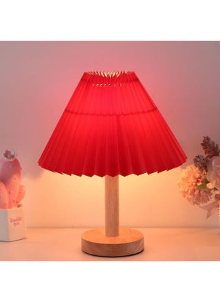 Pleated Table Lamp Nordic Ins Style Bedroom Bedside Lamp Japanese Style Nightlight Net Red Light Girl Dormitory Decoration-Color:Large (big Red) Led Eye Protection Bulb - Three-color Dimming + Tile Led - pzsku/ZBDE09D03FE626D34025AZ/45/1746212167/38603b9b-d083-4933-afc3-83f34cb4bb3f