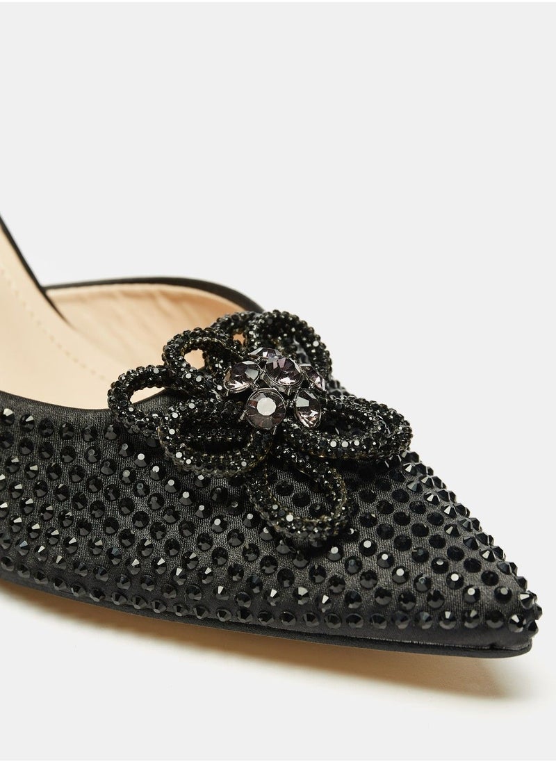 Flora Bella - Embellished Slip On Mules Sandals with Flared Stiletto Heels - Image 1