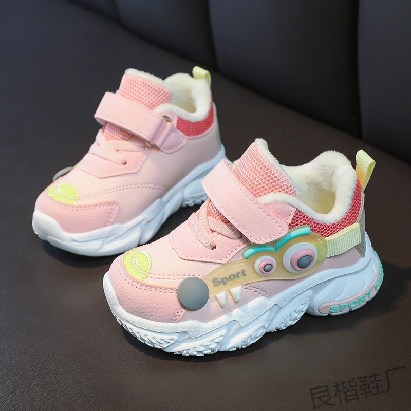 Jinjiang Factory Girls' Shoes Children'S Sports Shoes Girls' Toddler Shoes Soft Bottom Children'S Leather Surface Two Cotton Machine - Image 2
