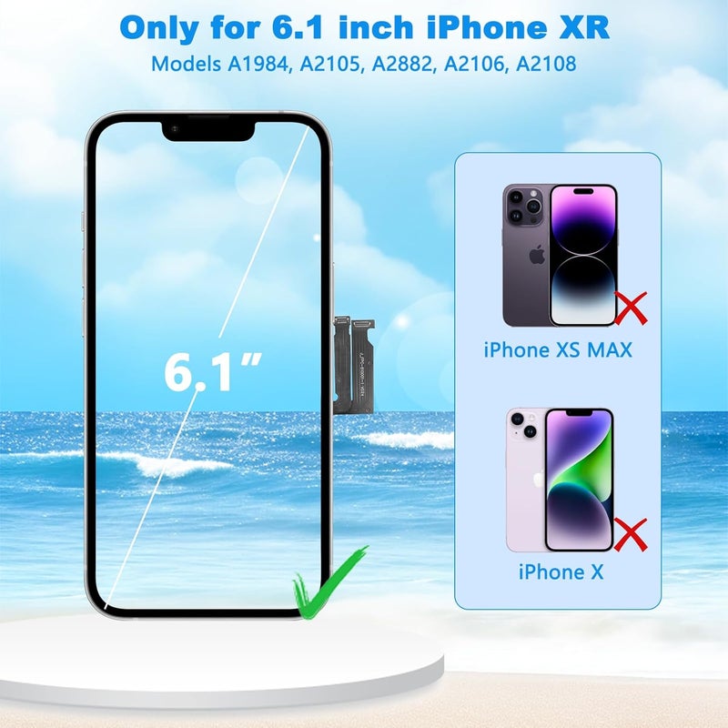 Diykitpl for iPhone XR Screen Replacement, 6.1 inch LCD Display 3D Touch Full HD Digitizer Frame Assembly, Compatible with A1984, A2105, A2106, A2108 Models, Repair Kit + Screen Tempered Protector - Image 4