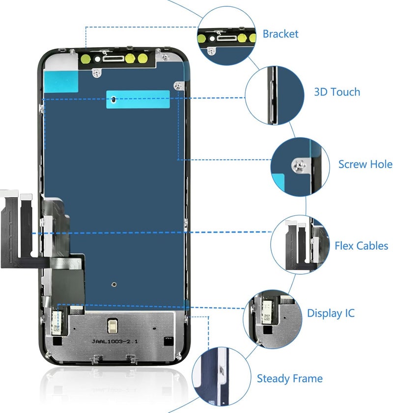 Diykitpl for iPhone XR Screen Replacement, 6.1 inch LCD Display 3D Touch Full HD Digitizer Frame Assembly, Compatible with A1984, A2105, A2106, A2108 Models, Repair Kit + Screen Tempered Protector - Image 2