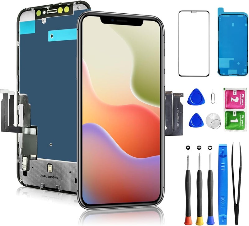 Diykitpl for iPhone XR Screen Replacement, 6.1 inch LCD Display 3D Touch Full HD Digitizer Frame Assembly, Compatible with A1984, A2105, A2106, A2108 Models, Repair Kit + Screen Tempered Protector - Image 1