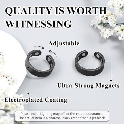 Vicmag Copper Magnetic Rings for Women 99.9% Copper Finger Ring Ultra Strength Magnet Gift Adjustable(4X Black) - Image 4