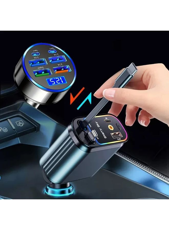 شاحن سيارة سريع متعدد الوظائف 6 في 1 بمنفذ USB C مزدوب، مزود بشاشة عرض للجهد و4 منافذ PD QC3.0 - Image 5