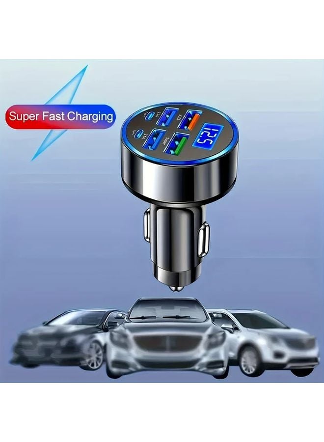 شاحن سيارة سريع متعدد الوظائف 6 في 1 بمنفذ USB C مزدوب، مزود بشاشة عرض للجهد و4 منافذ PD QC3.0 - Image 4