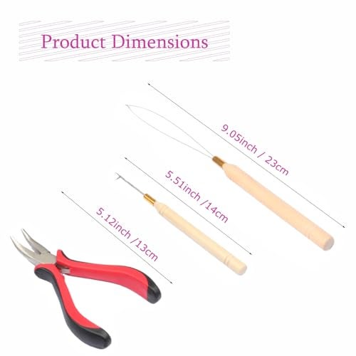 FeiHong Micro Links Hair Extensions Tools Kit, Plier, Hair Pulling Hooks, Beads Device for Micro Ring Loop Hair, Feather Hair, I Stick Hair Extensions - Image 2
