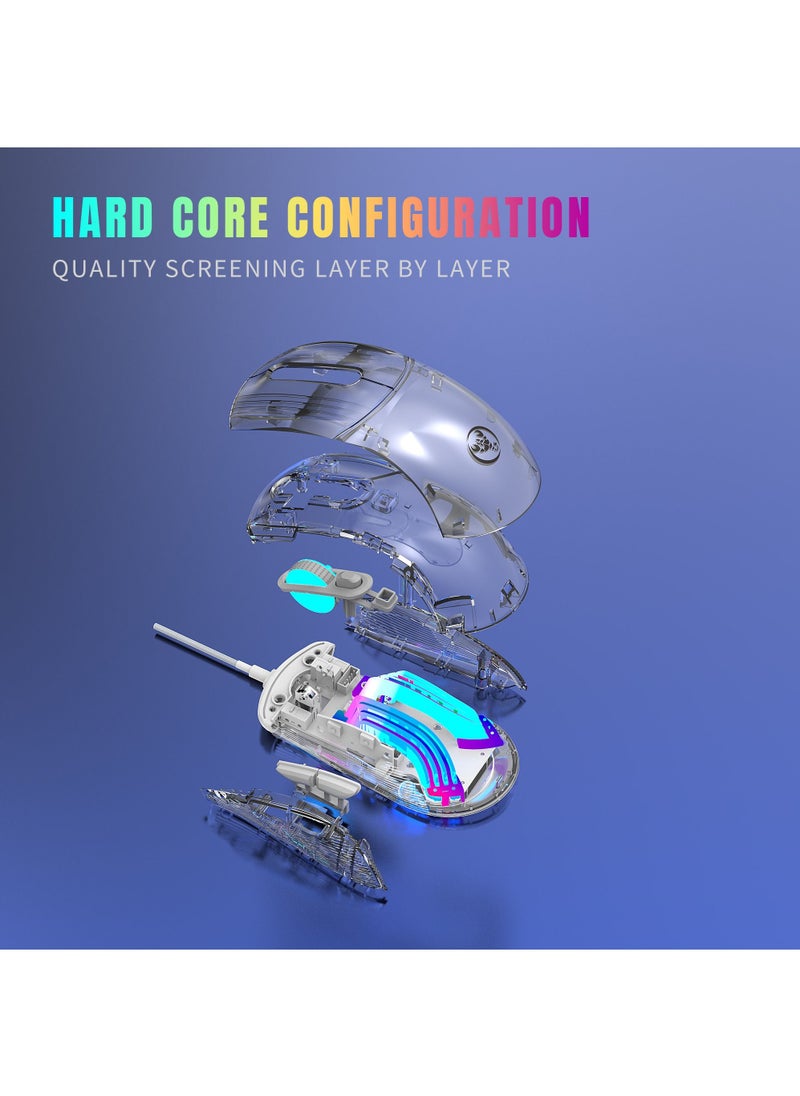 Rock Pow Clear Wired Gaming Mouse with 12800 Max DPI,High Precision Chroma 3D RGB Lighting Computer USB Mouse 6 Macro Programming Buttons Ergonomic 100% Transparent PC Mice  - Image 2