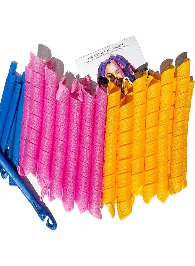 MC MAGIC CURLER 50 Pcs Spiral Hair Curlers 22Inch Magic No Heat Hair Curls For Long Hair 6Pcs Styling Hooks Diy Hair Rollers Set（Pinkorange） - Image 4