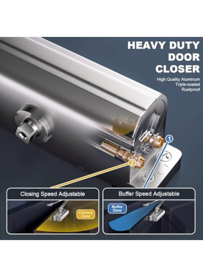 Automatic Safety Spring Door Closer: Aukomer Commercial Heavy Duty Gate Closer, Adjustable Fire Rated Automatic Stopper, to Convert Hinged Door to Quiet Self-Closing, for 85-105kg Doors (medium size) - Image 2