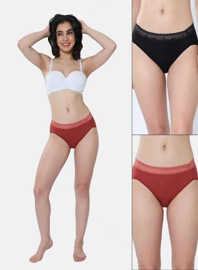 Envie Pack of 2 - Lace Detail Waistband Hipster by Styli