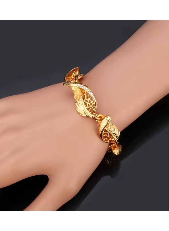 DubaiGallery Fashion Ladies gold Plated high quality leaf Bracelet - Image 1