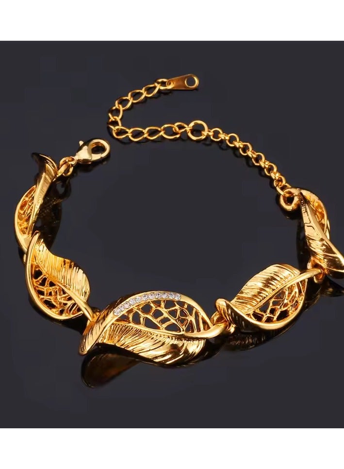 DubaiGallery Fashion Ladies gold Plated high quality leaf Bracelet - Image 2
