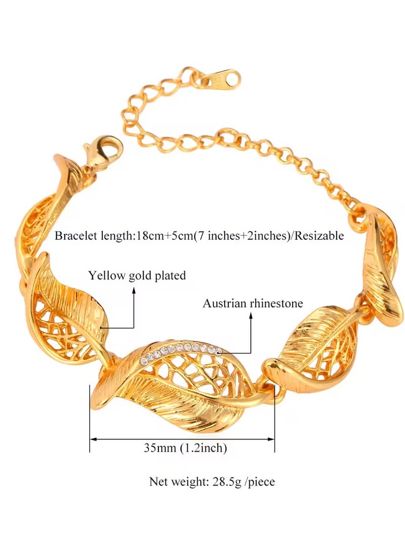 DubaiGallery Fashion Ladies gold Plated high quality leaf Bracelet - Image 3