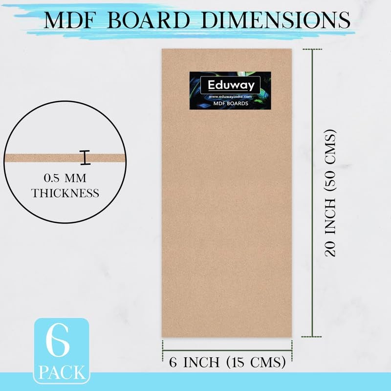 Eduway 6" X 20" MDF Board Sheet for Art & Craft Pack of 6 Ash Japanese Wood Veneer (15 cm x 50 cm) - Image 2