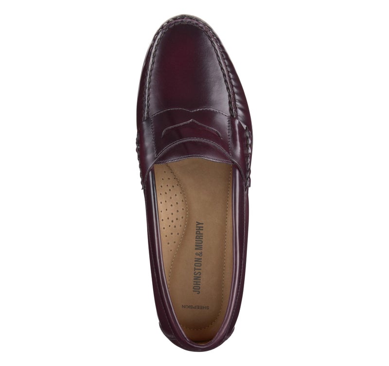 Johnston & Murphy Men's Hayes Penny Loafer Dress Casual Shoe, Burgundy Polished Full Grain, 11.5 - Image 2