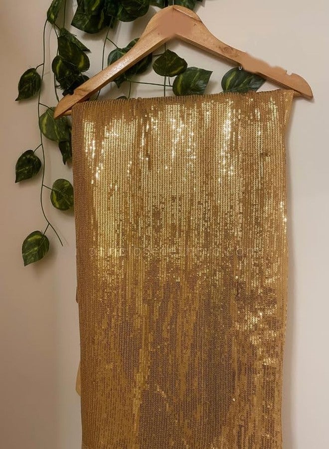 Women's Heavy Embroidery Sequins Work Georgette Saree For Women Wedding Bollywood Saree (GOLD) - Image 5