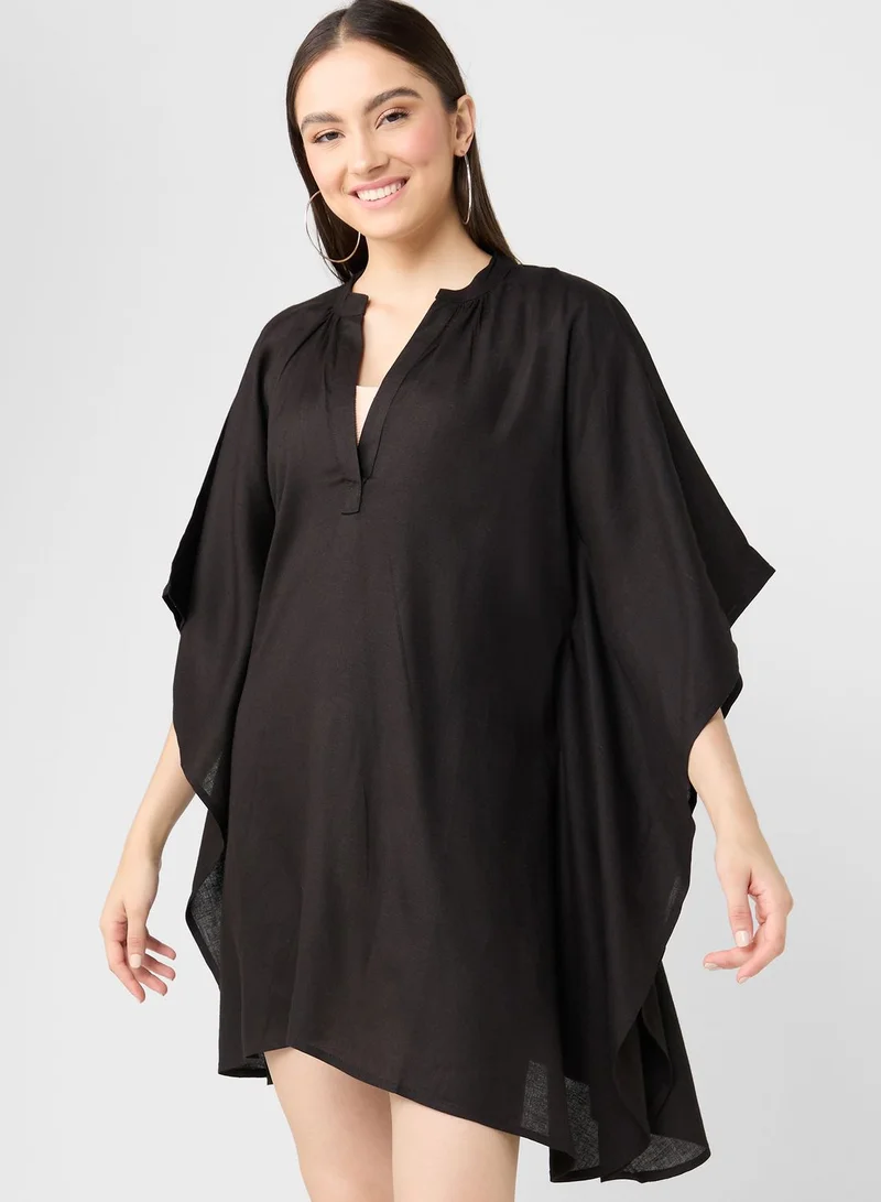 boohoo Cape Sleeve Beach Dress