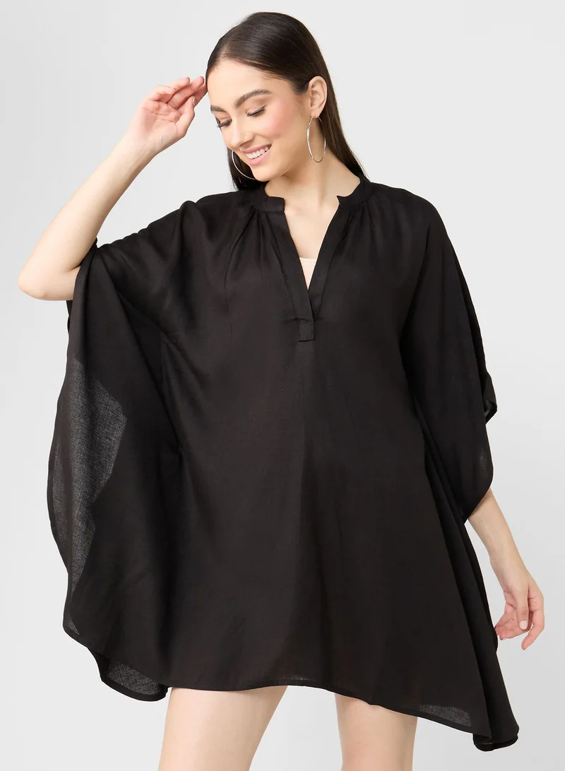 boohoo Cape Sleeve Beach Dress