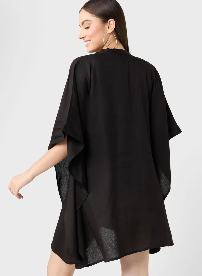boohoo Cape Sleeve Beach Dress