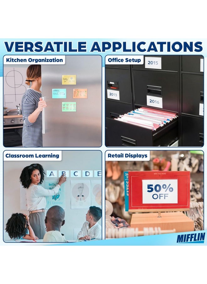MIFFLIN Mifflin-USA Index Card Holder (4x6”, 50 Pack), Clear Self-Adhesive Card Pockets, Label Holders for Organizing Storage Bins & Containers, Plastic Sleeves for Protecting Cards & Labels  - Image 5