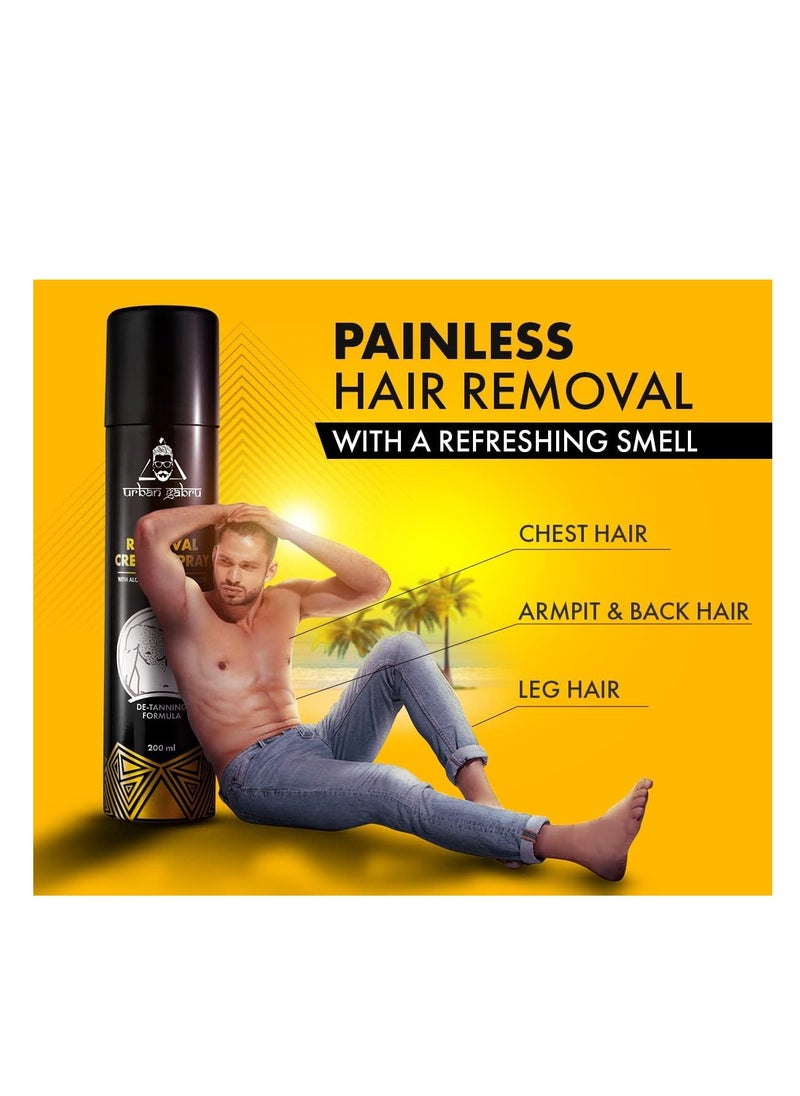 UrbanGabru - UrbanGabru Hair Removal Cream Spray | Painless Body Hair Removal Spray For Chest, Back, Legs & Under Arms (200 ml) (Hair Removal Cream Spray - 200ml) - Image 1