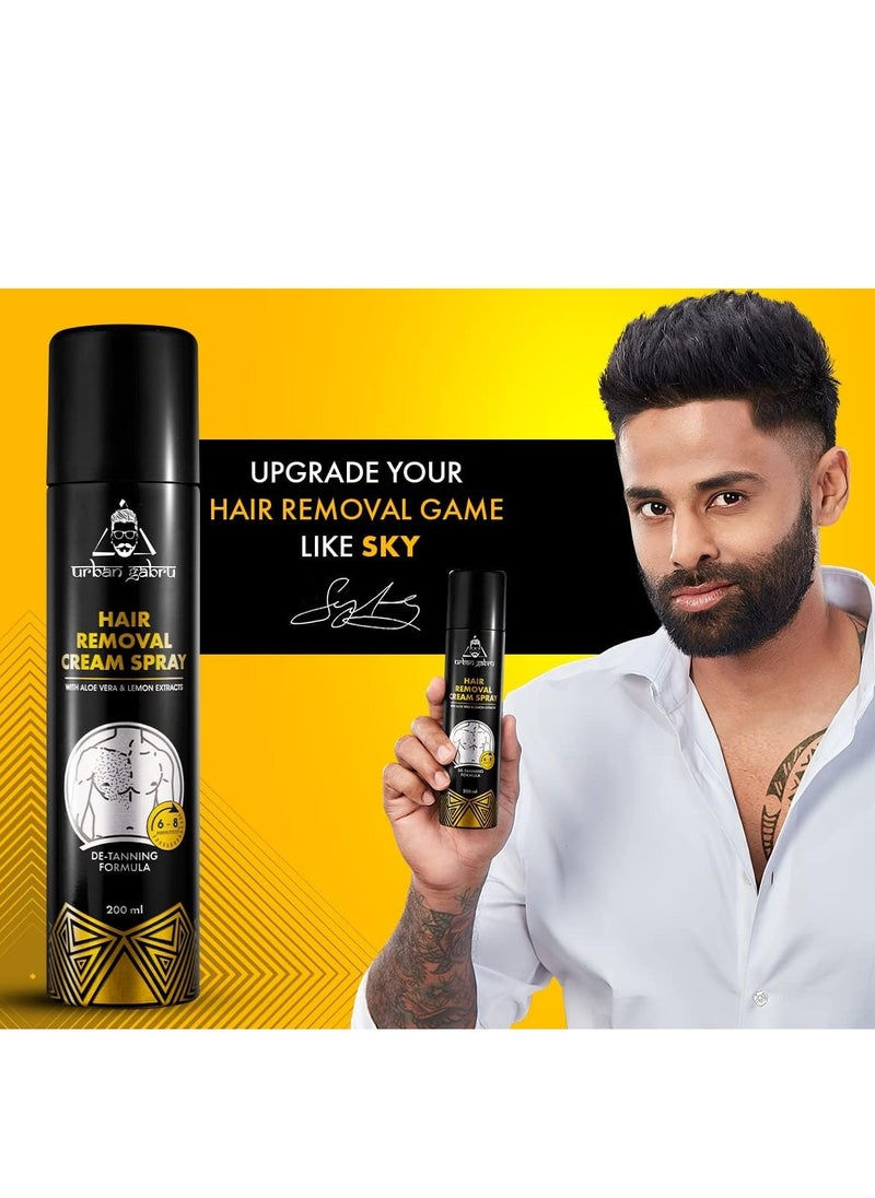 UrbanGabru - UrbanGabru Hair Removal Cream Spray | Painless Body Hair Removal Spray For Chest, Back, Legs & Under Arms (200 ml) (Hair Removal Cream Spray - 200ml) - Image 1