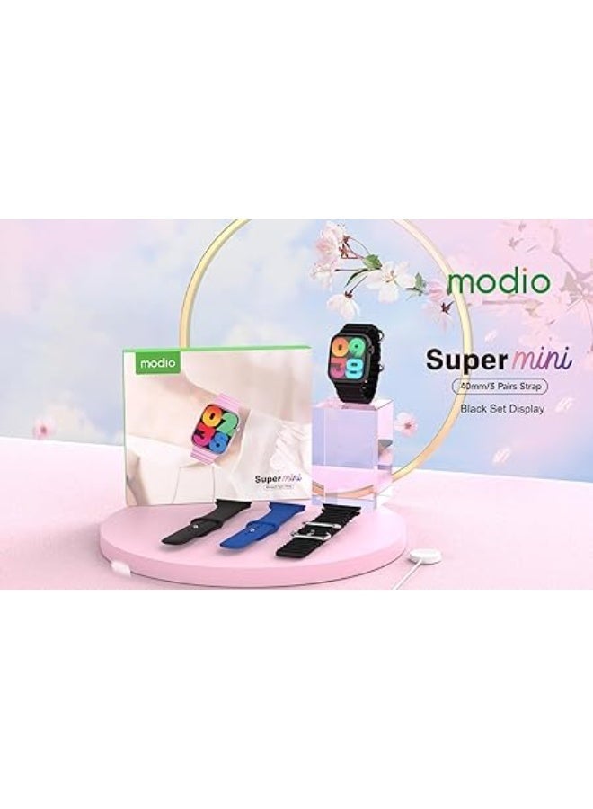 modio Super Mini Ladies Smart Watch with 3 Strap Sets, Wireless Charging, Touch Screen, Fitness Tracker, Heart Rate Monitor, Sleep Tracking, Compact Stylish Smartwatch for Women Everyday Wear - Image 3