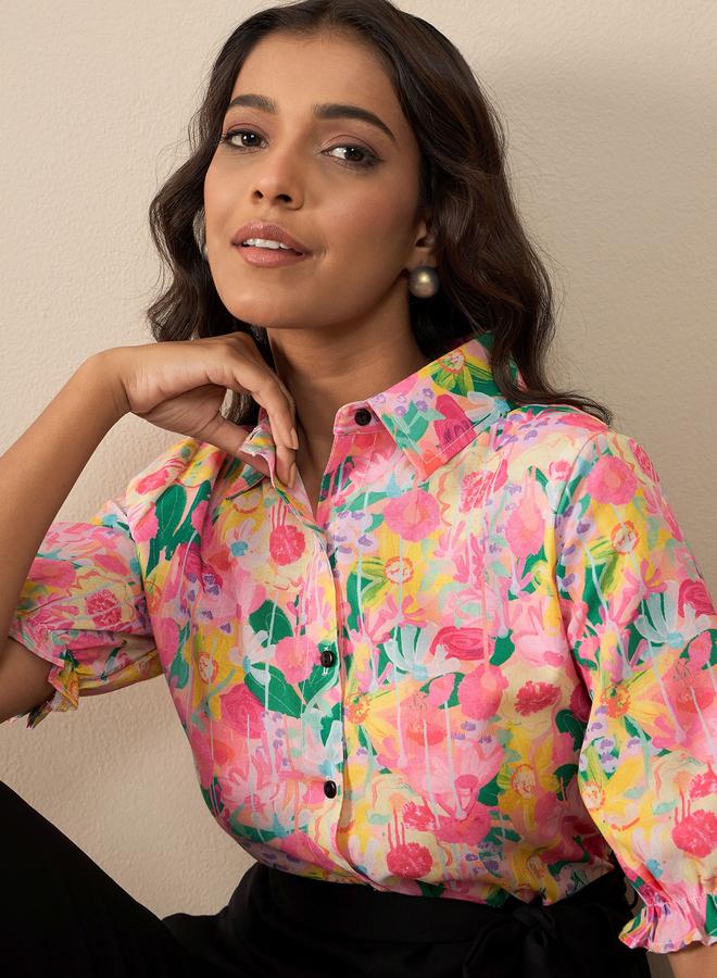 ستايل ستون جمبسوت بطبعة زهور وتفاصيل أزرار - Image 3