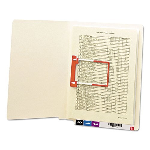 Smead End Tab Fastener File Folder, Shelf-Master® Reinforced Straight-Cut Tab, 1 U-Clip Fastener, Letter Size, Manila, 50 per Box (34112) - Image 1