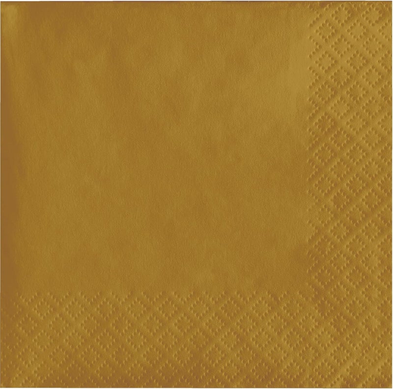 Creative Converting Touch of Color 200 Count 2-Ply Glittering Gold Beverage Napkins - Image 1