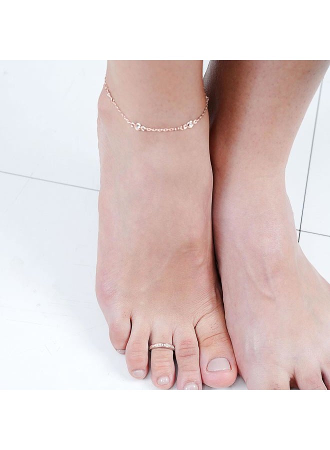 Hoops & Loops Rose Gold Tone over Sterling Silver Cubic Zirconia Anklet and Toe Ring Set - Image 3