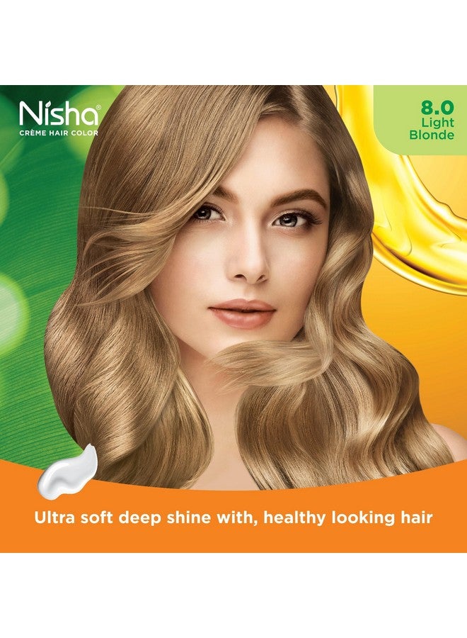 Nisha Cr�Me Hair Color With Natural Henna Extracts For Unisex 90Ml + 60G + 18Ml 8.0 Light Blonde (Pack Of 2) - Image 3