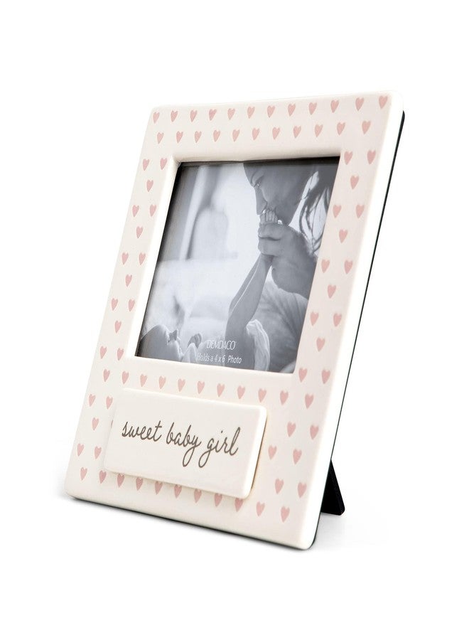 DEMDACO Sweet Baby Frame - Sweet Baby Collection - Picture Frame with Triangle-Style Hanger - Ceramic Tile - Display Decor - Handmade Look - Landscape Orientation - Matte Finish - Girl - Image 2