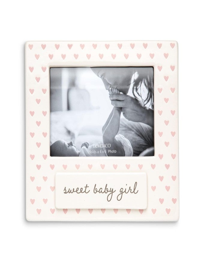 DEMDACO Sweet Baby Frame - Sweet Baby Collection - Picture Frame with Triangle-Style Hanger - Ceramic Tile - Display Decor - Handmade Look - Landscape Orientation - Matte Finish - Girl - Image 1
