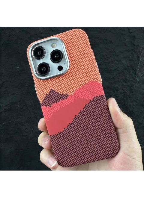 Kevlar Pattern For Iphone16promax Phone Case Frosted For Iphone 14 All-inclusive Drop-resistant Protective Case-Color:Kevlar [orange Mountain] Built-in Magnetic Frosted Carbon Fiber Anti-fingerprint-Applicable Model:For Iphone16
