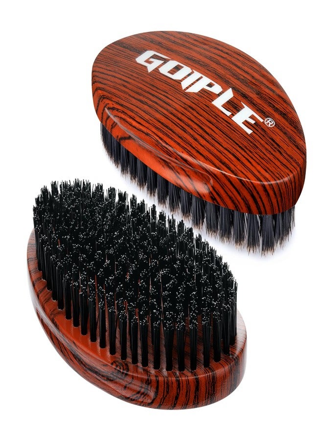 Goiple 360 Curved Wave Brush For Men & Beard - Hard Palm Wave Hair Brushes Wave Styler Great for Wolfing - 360 Wolfin Pro Nylon Hard Bristle Brush for Barbers & Daily Use Idea for Black Hair (Red) - Image 1