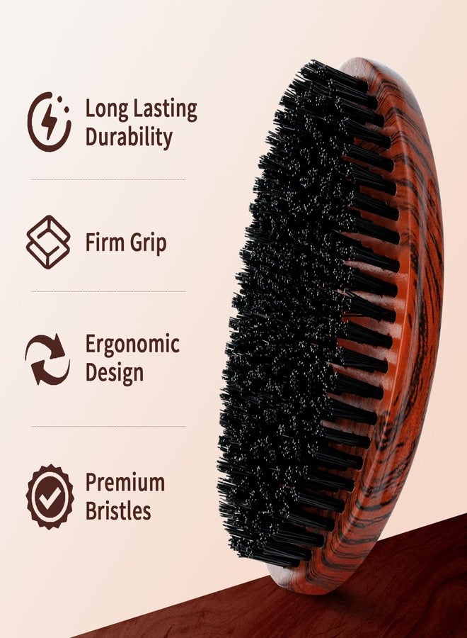 Goiple 360 Curved Wave Brush For Men & Beard - Hard Palm Wave Hair Brushes Wave Styler Great for Wolfing - 360 Wolfin Pro Nylon Hard Bristle Brush for Barbers & Daily Use Idea for Black Hair (Red) - Image 3