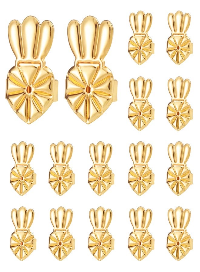 KISSPAT Earring Backs for Droopy Ears, 8 Pairs Hypoallergenic Earring Lifters Backs for Studs, Adjustable 18K Gold Secure Backs Repacements for Heavy Earrings - Image 1