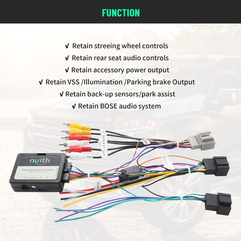 NuIth Radio Replacement Interface Retaining Steering Wheel Control for Chevy 07-11Silverado 07-09 Sierra 07-14 Suburban 08-15 Express, for GMC 06-15 Savana 07-14 Yukon for Cadillac 07-12 Escalade - Image 5