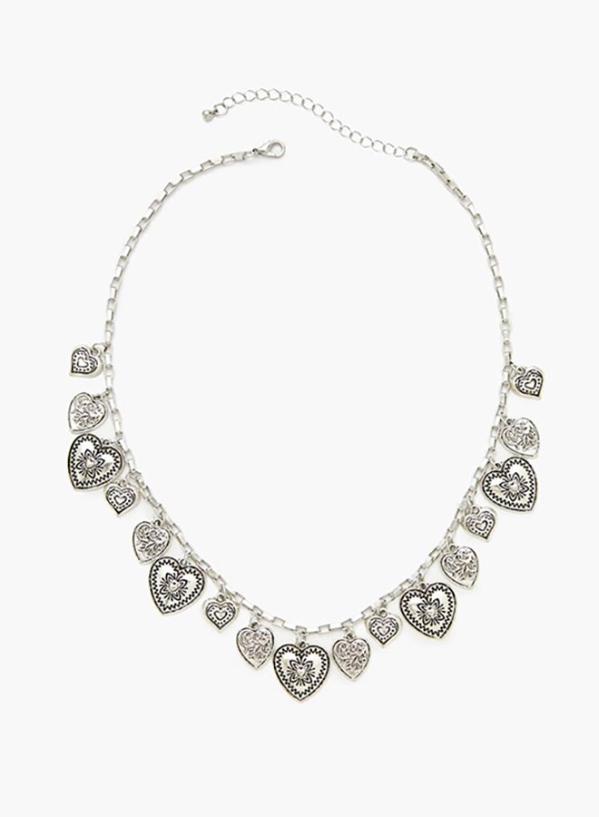 FOREVER 21 Etched Heart Charm Necklace - Image 4
