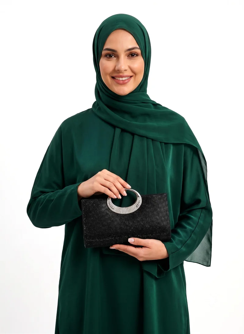 فيني حقيبة كلاتش نسائية بلمعة معدنية من فيني – مقبض دائري كريستالي – الحفلات والأعراس والمناسبات الرسمية – أسود، ذهبي، شمبانيا، فضي