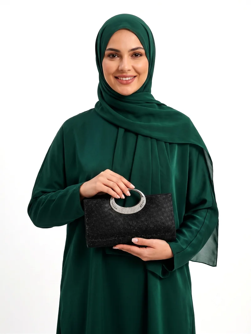 Viny black Viny Women's Metallic Shimmer Clutch – Crystal Ring Handle for Women | Best Price UAE