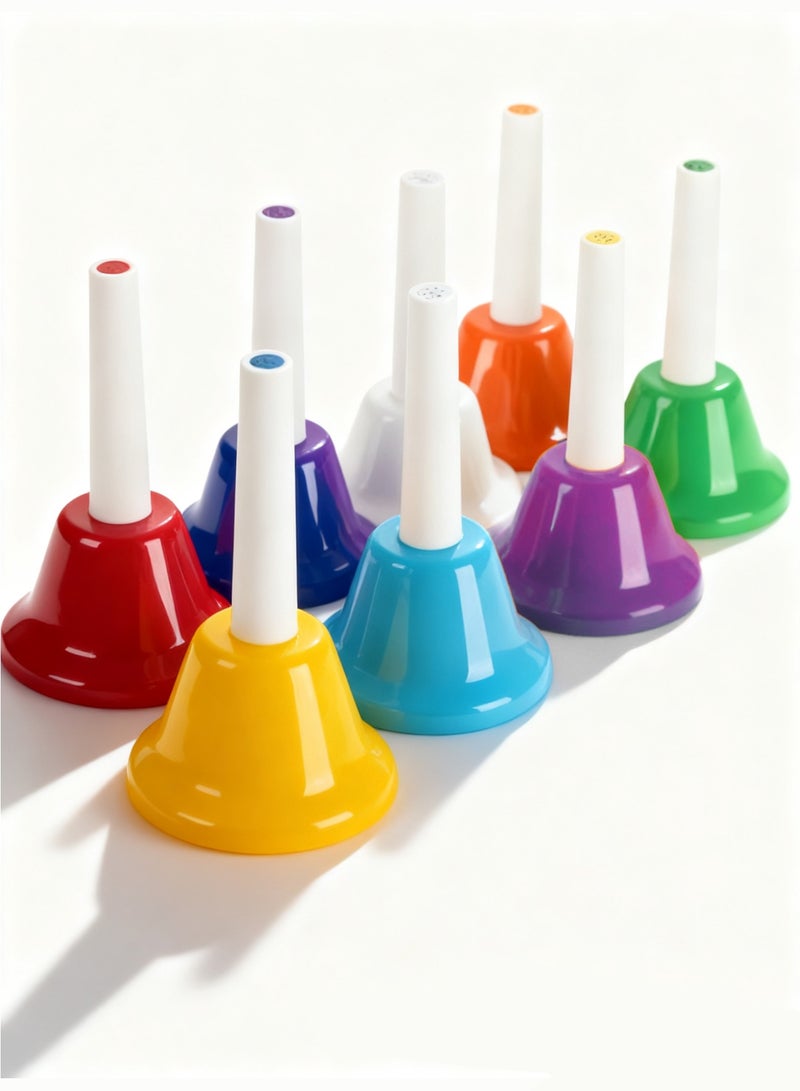 WEMART 8 Note Hand Bells for Kids, Colorful Diatonic Metal Handbells Set, Musical Percussion Instrument for Toddlers, Beginners, Music Teaching, Classroom, Church, and Family Music Learning - Image 1