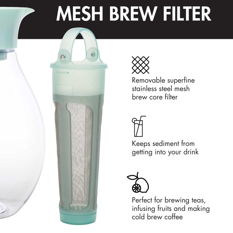 Primula The Big Iced Tea Maker and Infuser, Plastic Beverage Pitcher with Leak Proof, Airtight Lid, Fine Mesh Reusable Filter, Made without BPA, Dishwasher Safe, Aqua - Image 5